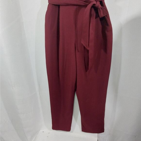 NWT@$139! CALVIN KLEIN! BURGUNDY 1 PC BELTED, PUFF SLEEVE JUMPSUIT, ONESIE! SZ 4 - Picture 4 of 12